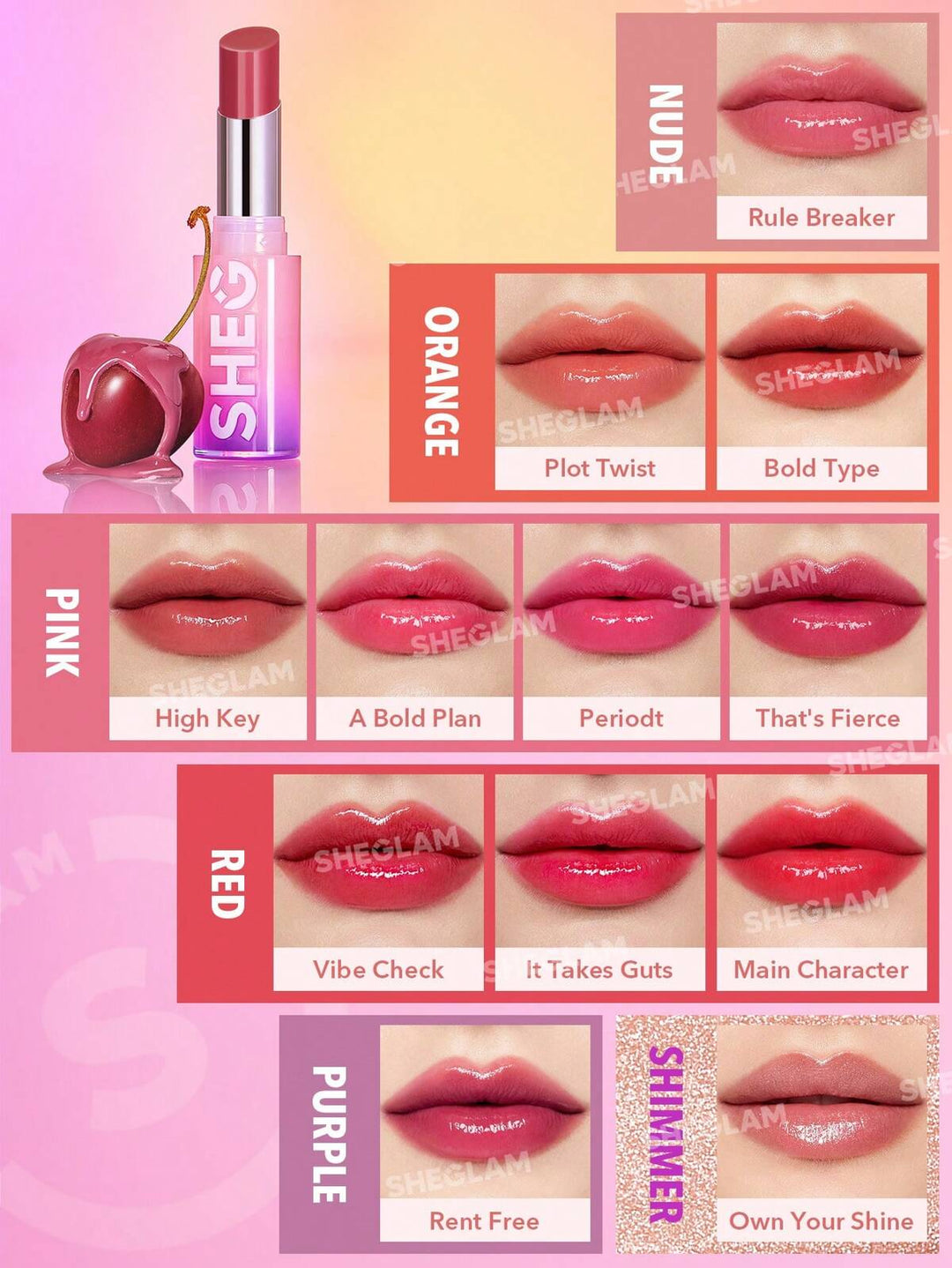 SHEGLAM Mirror Kiss High-Shine Lipstick - 2.9g | شيكلام أحمر شفاه لامع - 2.9 غرام