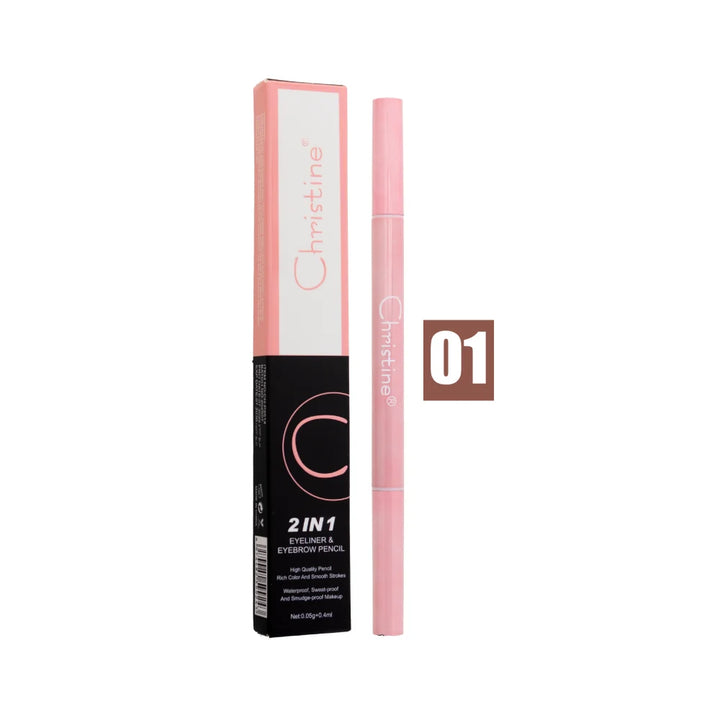 Christine 2 In 1 Eyeliner & Eyebrow Pencil - 0.4ml | كريستين  2 في 1 يجمع بين آيلاينر لتحديد العين وقلم لتحديد الحواجب - 0.4مل