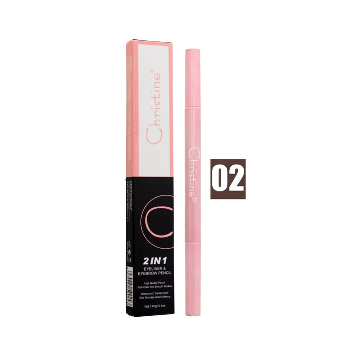 Christine 2 In 1 Eyeliner & Eyebrow Pencil - 0.4ml | كريستين  2 في 1 يجمع بين آيلاينر لتحديد العين وقلم لتحديد الحواجب - 0.4مل