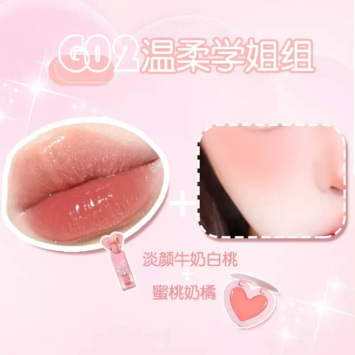 GOGO TALES Lovely Cream Blush&Lipstick Set -1.2g | جوحو تاليس سيت بلاشر وأحمر شفاه - 1.2 غ