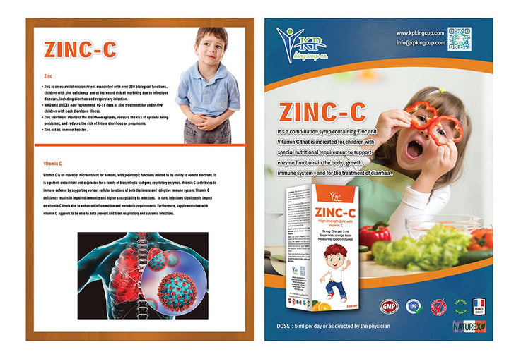 King Cup Zinc - C High Strength Zinc With Vitamin C - 100ml | كينج كاب شراب زنك وفيتامين سي - 100مل