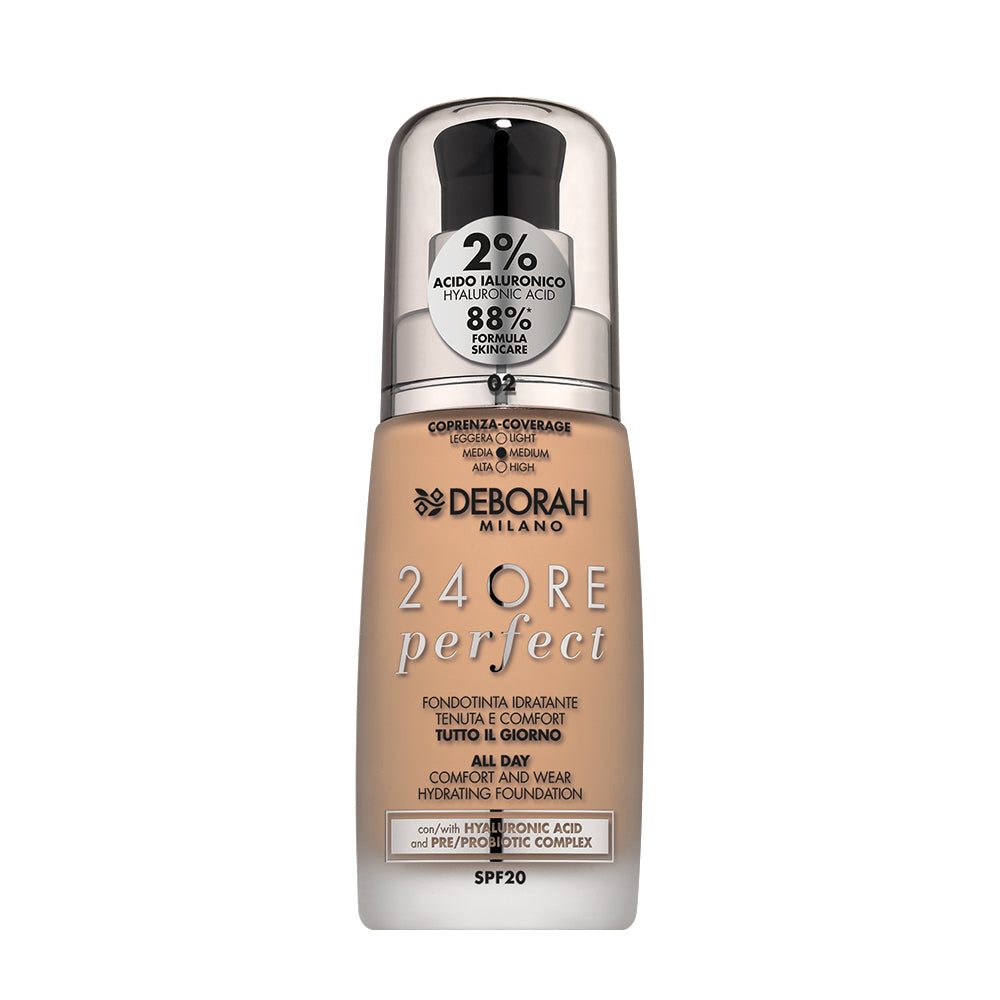 Deborah 24Ore Nude Perfect Foundation Spf 20 - 30ml | ديبورا كريم أساس مع حماية من الشمس spf 20 - 30 مل