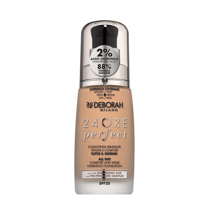 Deborah 24Ore Nude Perfect Foundation Spf 20 - 30ml | ديبورا كريم أساس مع حماية من الشمس spf 20 - 30 مل
