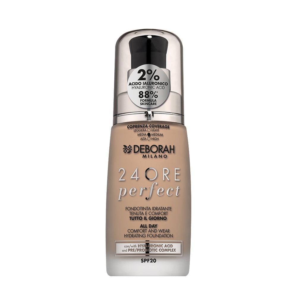Deborah 24Ore Nude Perfect Foundation Spf 20 - 30ml | ديبورا كريم أساس مع حماية من الشمس spf 20 - 30 مل