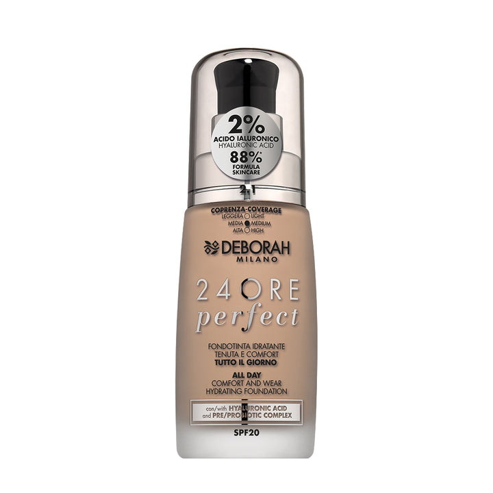 Deborah 24Ore Nude Perfect Foundation Spf 20 - 30ml | ديبورا كريم أساس مع حماية من الشمس spf 20 - 30 مل
