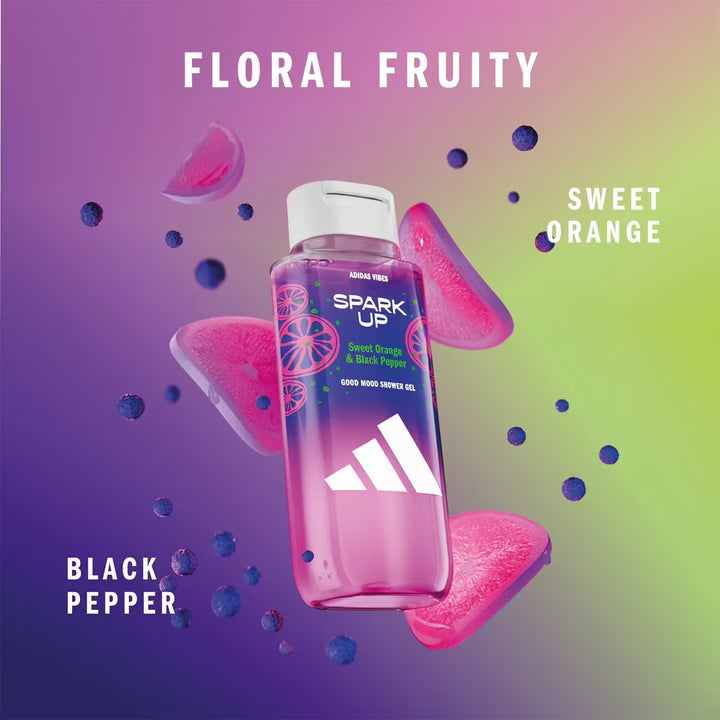 Adidas Vibes Spark Up Good Mood Shower Gel - 400ml | أديداس جيل استحمام برائحة البرتقال و الفلفل الأسود - 400مل