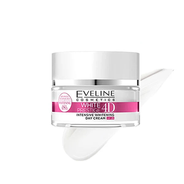 EVELINE White Prestige 4D Intensive Whitening Face Day Cream SPF 25 -  50ml | ايفلين كريم لتفتيح البشرة مع عامل حماية 25 - 50 مل