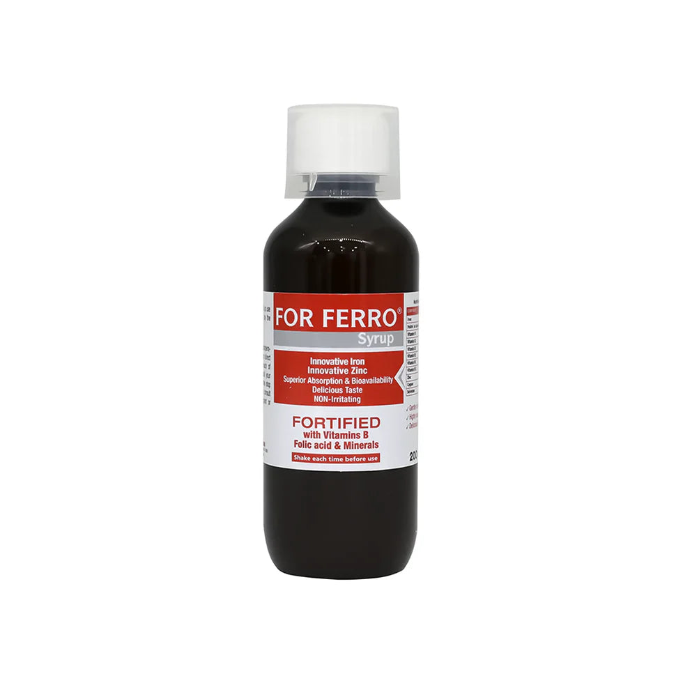 ABM FOR FERRO The Blood Builder Fortified With vitamins B Folic acid & Minerals - 200ml | فور فيرو مكمل غذائي لنقص الحديد او فقر الدم على شكل شراب - 200 مل