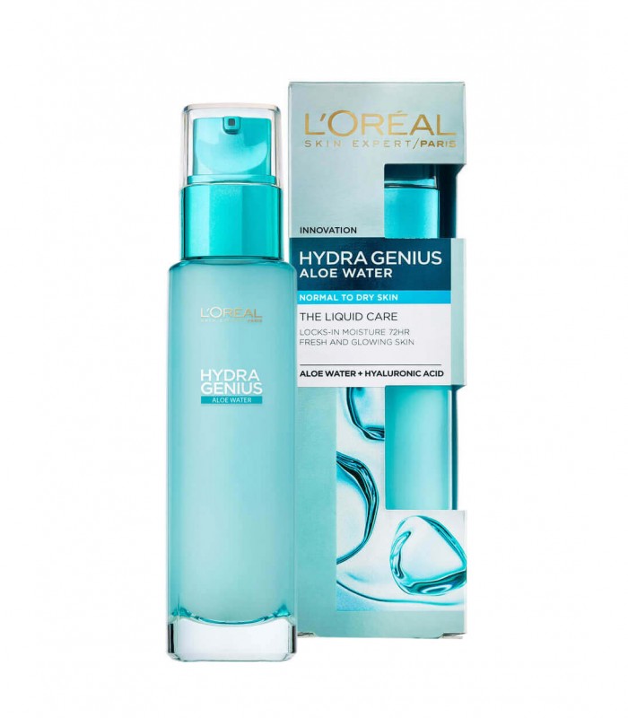 Hydra Genius Aloe Water Normal To Dry Skin Liquid Moisturiser - 70ml |Hydra Genius Aloe الماء الطبيعي لتجفيف مرطب السائل الجلد - 70 مل