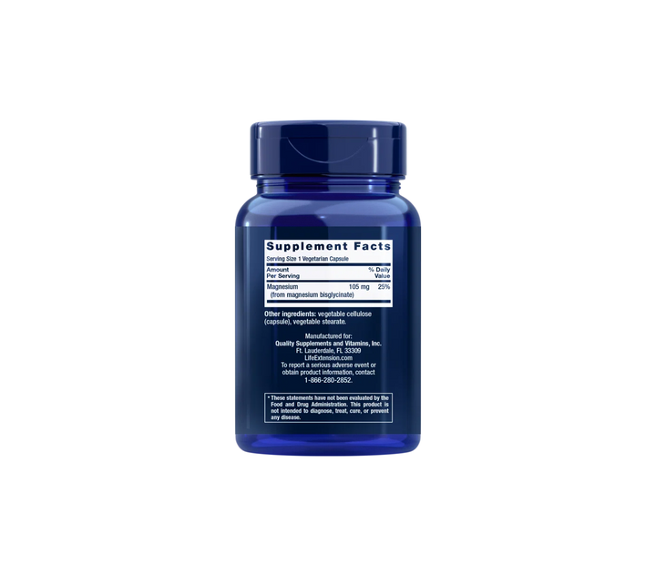 Life Extension Magnesium Glycinate - 90 Vegetarian Capsules |لايف إكستنشن مغنيسيوم غليسينات – 90 كبسولة نباتية