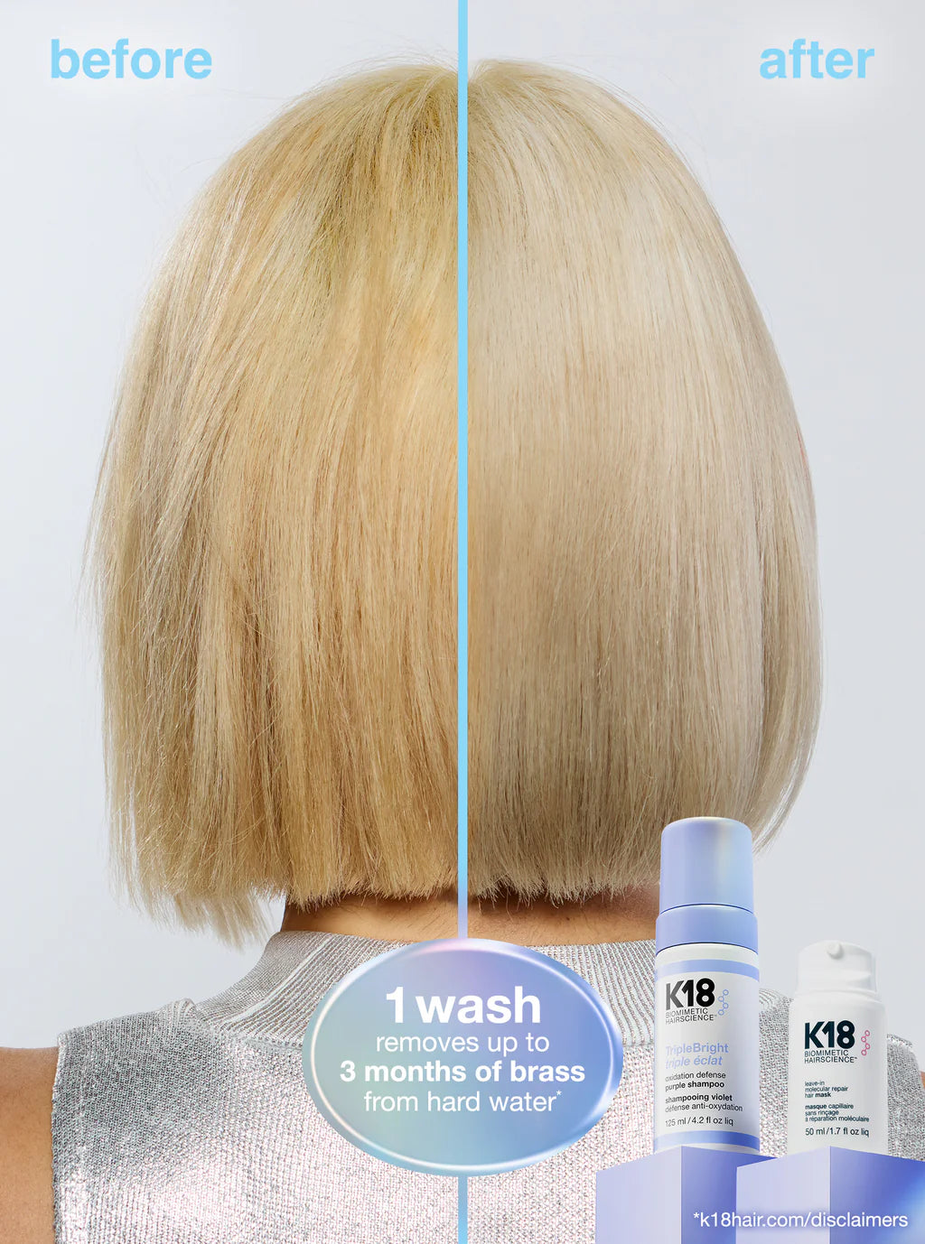 K18 TripleBright Oxidation Defense Purple Shampoo - 125ml | كي 18 تريبل برايت شامبو بنفسجي مضاد للأكسدة - 125 مل