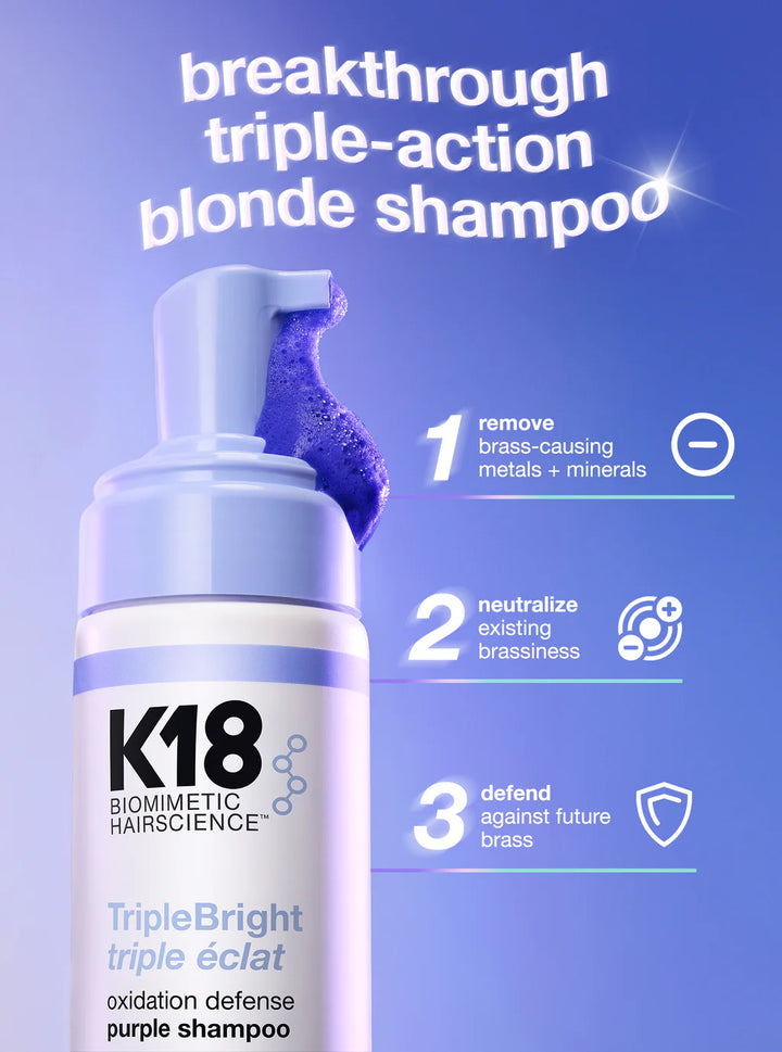 K18 TripleBright Oxidation Defense Purple Shampoo - 125ml | كي 18 تريبل برايت شامبو بنفسجي مضاد للأكسدة - 125 مل