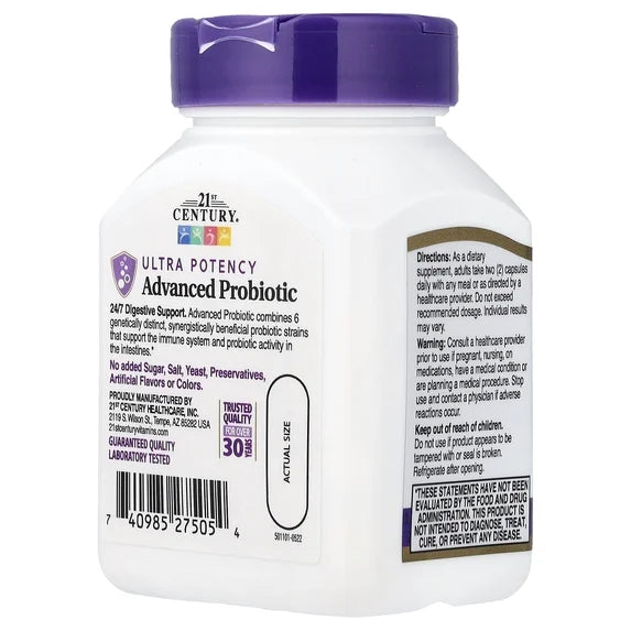 21st Century Ultra Potency Advanced Probiotic - 60 Capsules | تونتي فيرست سينشري بروبيوتيك متقدم - 60 كبسولة
