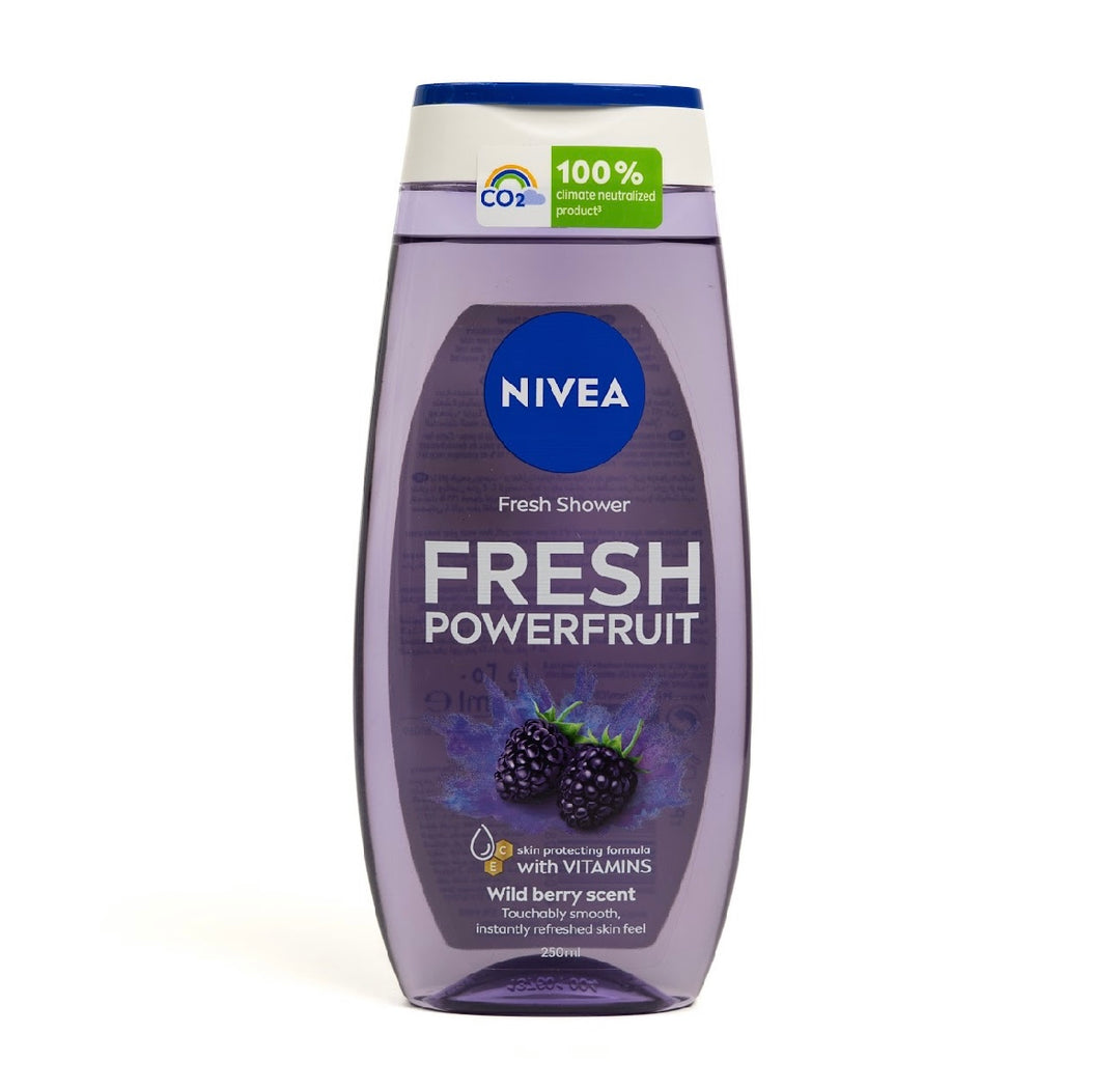Nivea Shower Gel Fresh Powerfruit with Blueberry Scent - 250ml |  نيفيا شاور جل فريش باورفروت برائحة التوت الأزرق – 250 مل