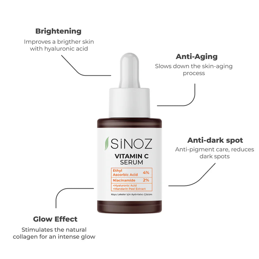 Sinoz Vitamin C 4% + Niacinamide 2% Serum - 30ml |  سينوز سيروم بالفيتامين سي والنياسيناميد - 30 مل
