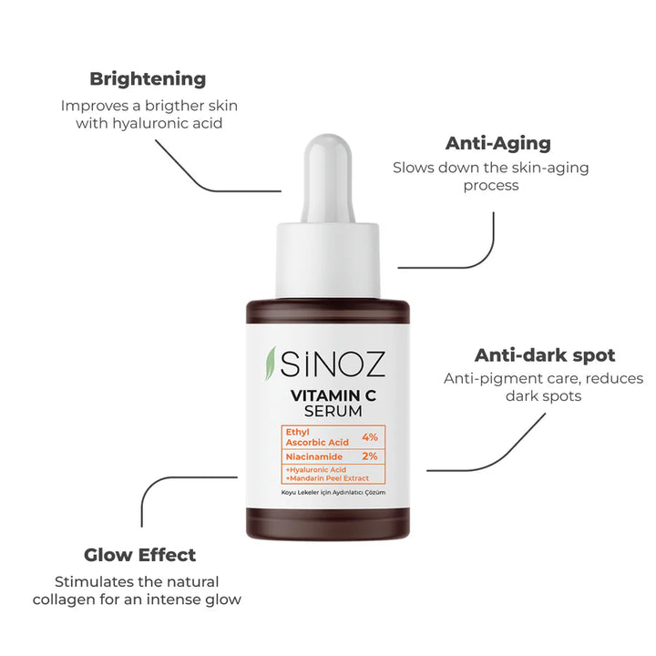 Sinoz Vitamin C 4% + Niacinamide 2% Serum - 30ml |  سينوز سيروم بالفيتامين سي والنياسيناميد - 30 مل