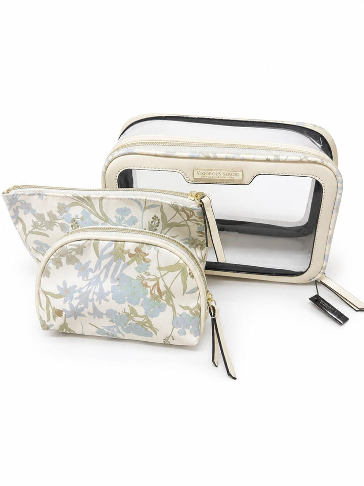 WASHBAG Off-white pattern rectangular bag set | فيغوروس سيرجيو حقيبة مكياج شفافة