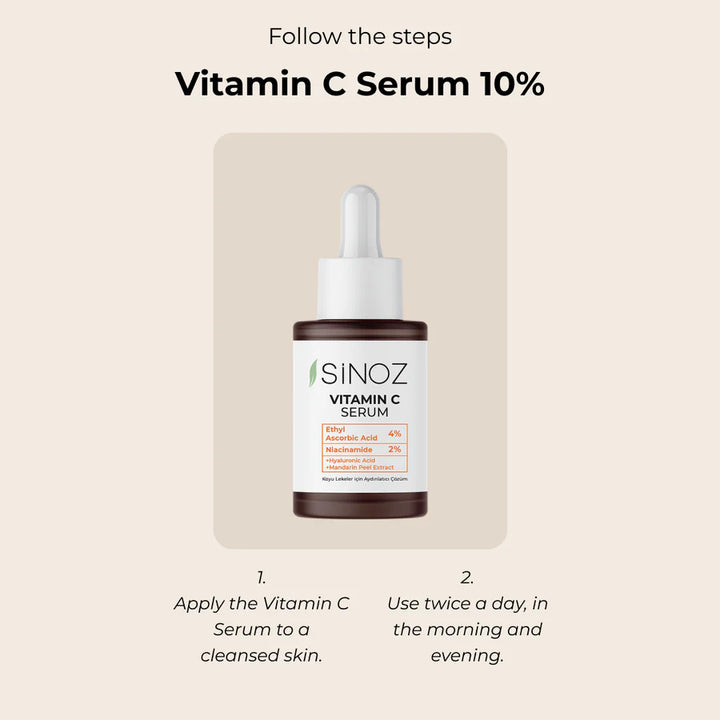 Sinoz Vitamin C 4% + Niacinamide 2% Serum - 30ml |  سينوز سيروم بالفيتامين سي والنياسيناميد - 30 مل