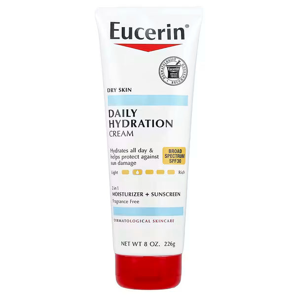 Eucerin Daily Hydration Cream Broad Spectrum Spf 30 Moisturizer - 226g | يوسيرين مرطب مع واقي شمس - 226 غرام
