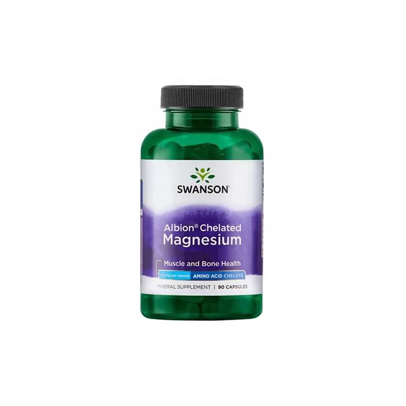 SWANSON Albion Magnesium Glycinate - 90 Vegan Capsules| سوانسون ألبيون مغنيسيوم غليسينات - 90 كبسولة نباتية