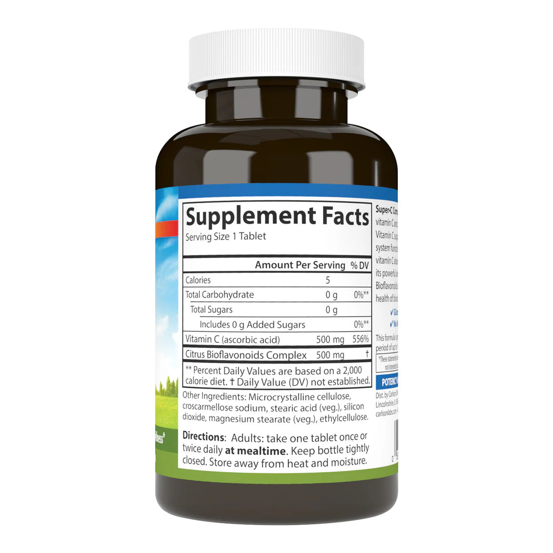 Carlson Super C Complex Vitamin C + Bioflavonoids - 100 Vegetarian Tablets | كارلسون  اقراص فيتامي سي كومبلكس - 100 قرص