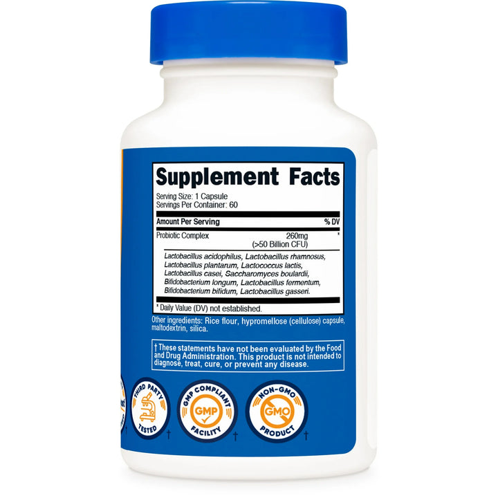 Nutricost Probiotic Complex - 50 Billion CFU - 60 Capsules | نيوتريكوست بروبيوتك كومبلكس - 60 كبسولة