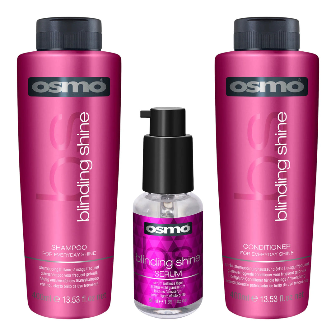 osmo Blinding Shine Set - Shampoo+Conditioner+Surem - 400x400x50ml | أوزمو مجموعة - لشعر لامع ومتألق كل يوم - 400x400x50 مل