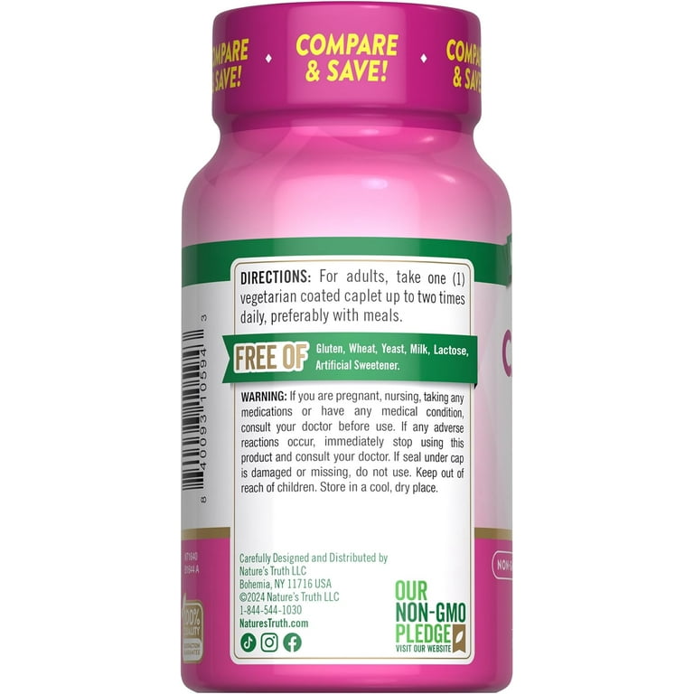 Nature's Truth Calcium 600 mg with Vitamin D3 - 60 Coated Caplets - متوفر في 60 قرص | نيتشرز تروث كالسيوم 600 ملغ + د3 - متوفر في 60 قرص #4