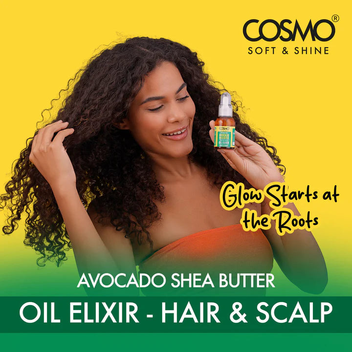 COSMO COSMETICS oil elixir avocado & shea butter - 60ml | كوزمو زيت للشعر زبت الافوكادو وزبدة الشيا - 60 مل