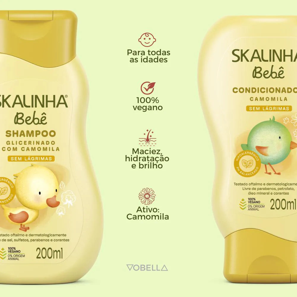 SKALA Kit Shampoo+Condicionador Glicerina com Camomila - Skalinha Bebê - 200ml | سكالا مجموعة شامبو + بلسم للأطفال مع البابونج - 200 مل
