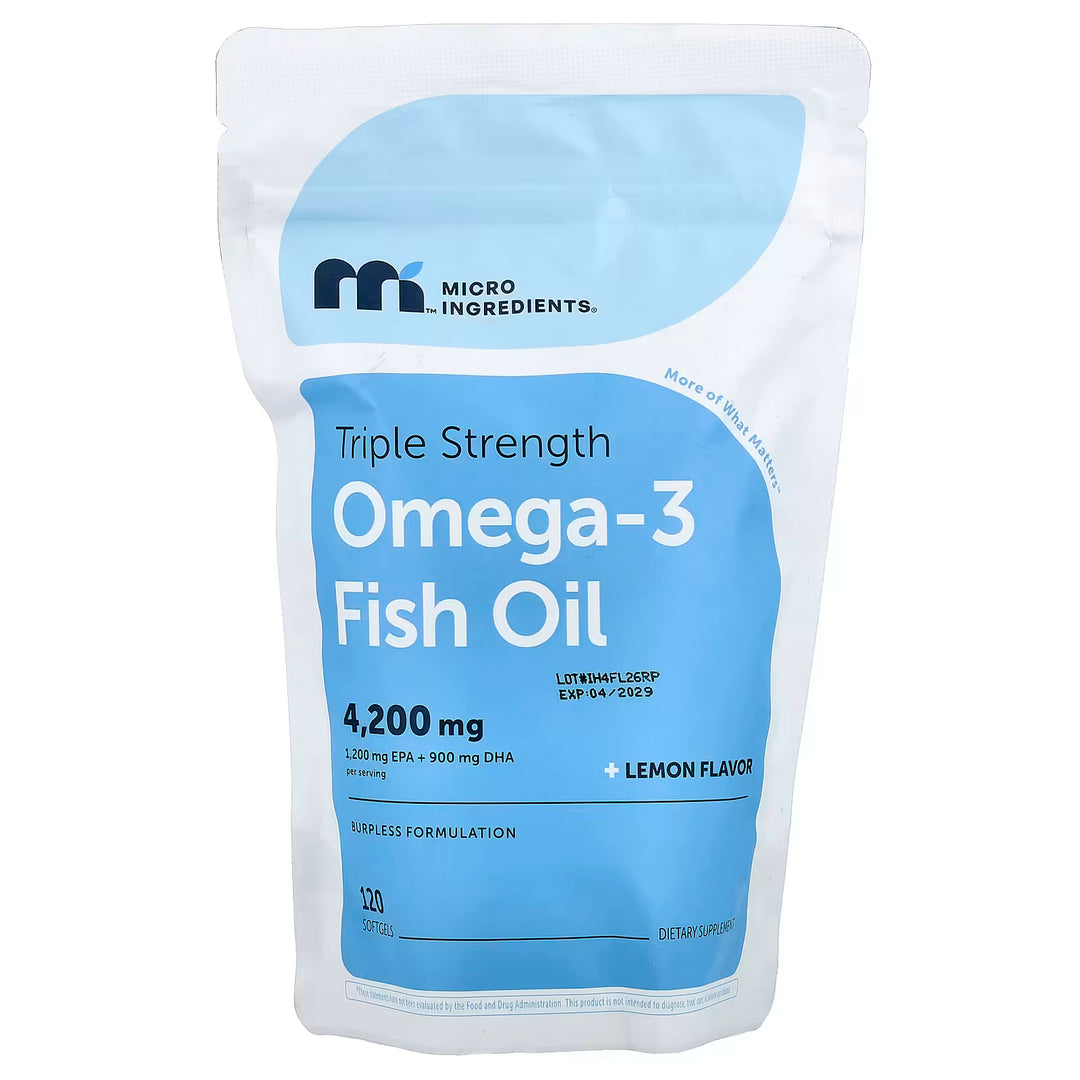 Microingredients Tripe Strength Omega 3 Fish Oil 4200mg - 120 Softgels | مايكرو انجريديانز زيت السمك أوميغا 3 ثلاثي القوة 4200 ملغ - 120 كبسولة هلامية