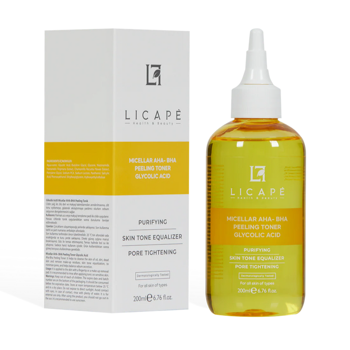Licape Micellar AHA BHA Peeling Toner Glycolic Acid - 200ml | ليكابي تونر ميسيلار مقشر حمض الجليكوليك - 200 مل