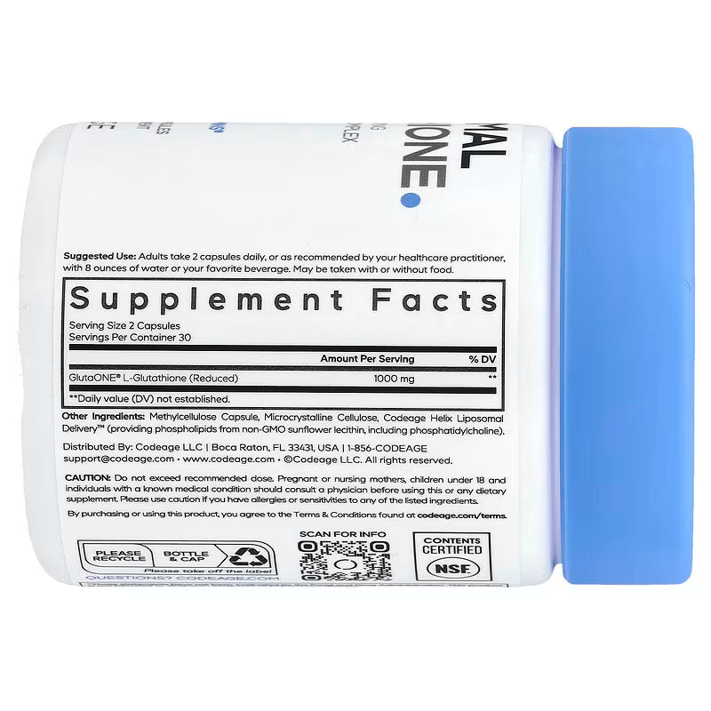 Codeage Liposomal Glutathione 60 Vegetable Capsules - 60 | كوديج جلوتاثيون ليبوسومي - 60 كبسولة نباتية