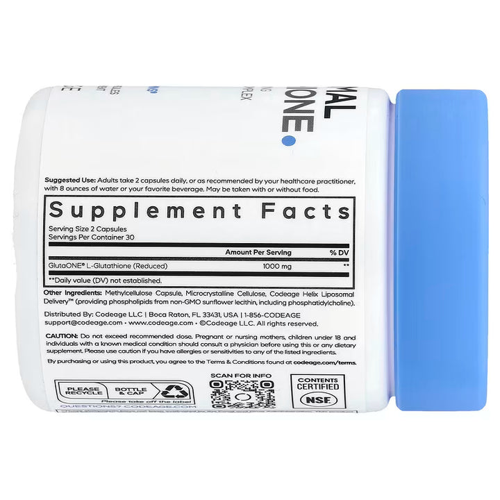 Codeage Liposomal Glutathione 60 Vegetable Capsules - 60 | كوديج جلوتاثيون ليبوسومي - 60 كبسولة نباتية