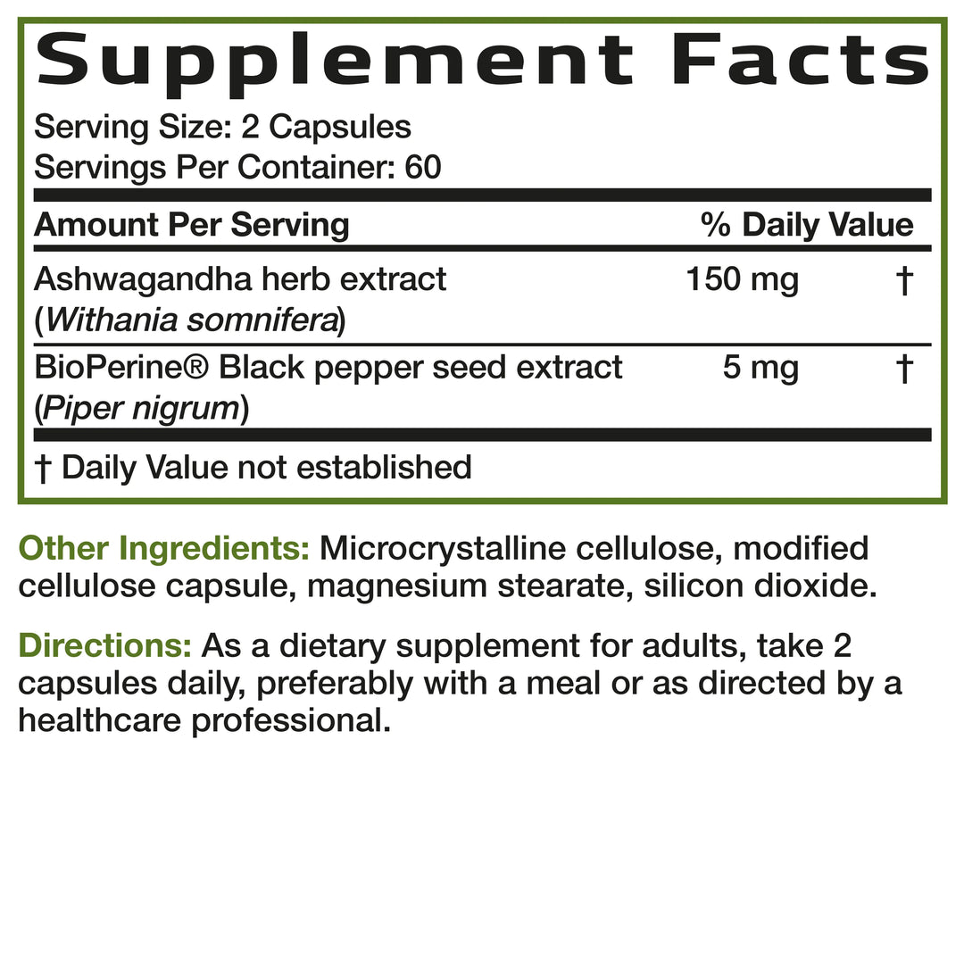 Bronson Ashwagandha Extra Strength - 120 Capsules | برونسون أشواغاندا قوة إضافية - 120 كبسولة