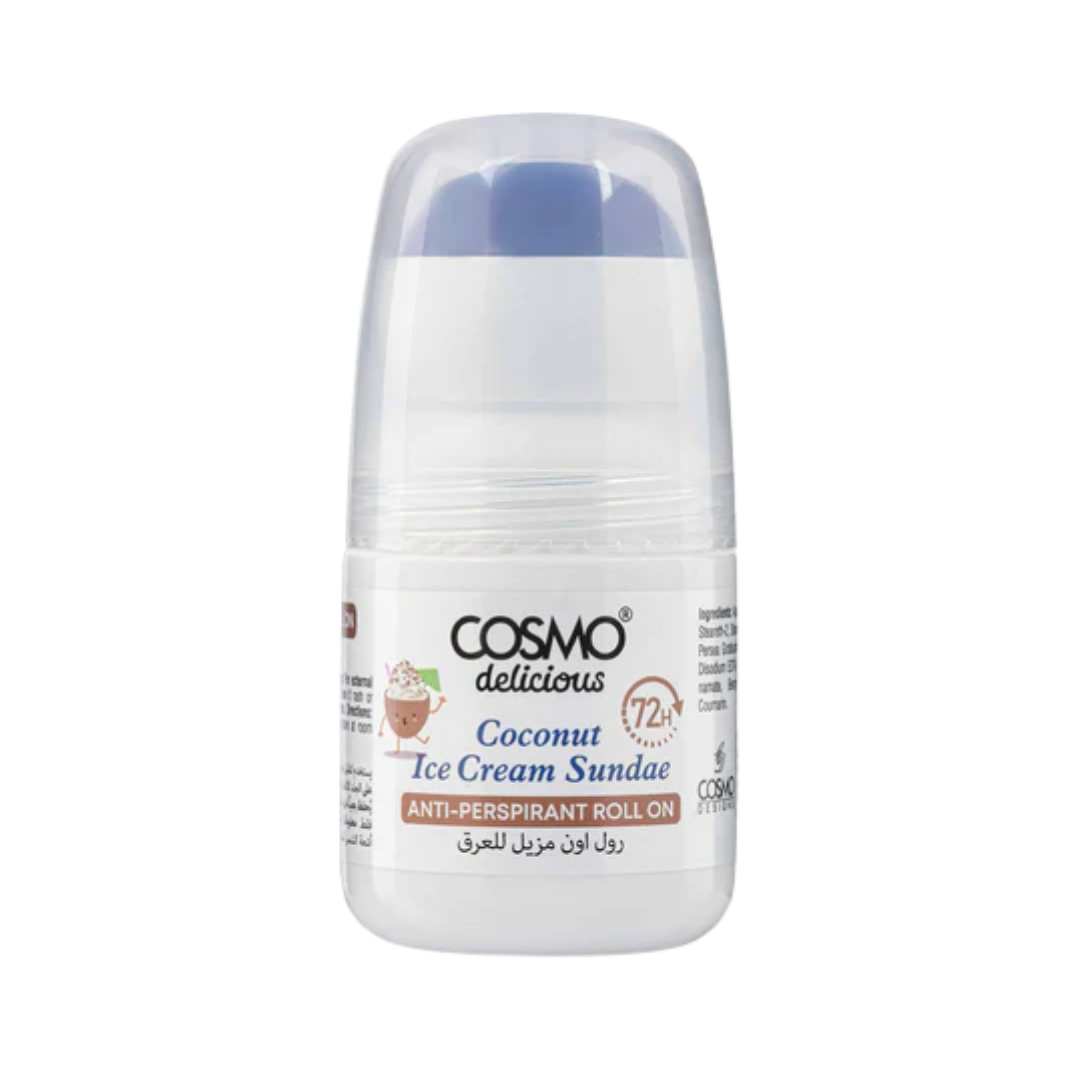COSMO Coconut Ice Cream Sundae Anti- Perspirant Roll On 72H - 50ml | كوزمو مزيل تعرق رول برائحة جوز الهند - 50 مل