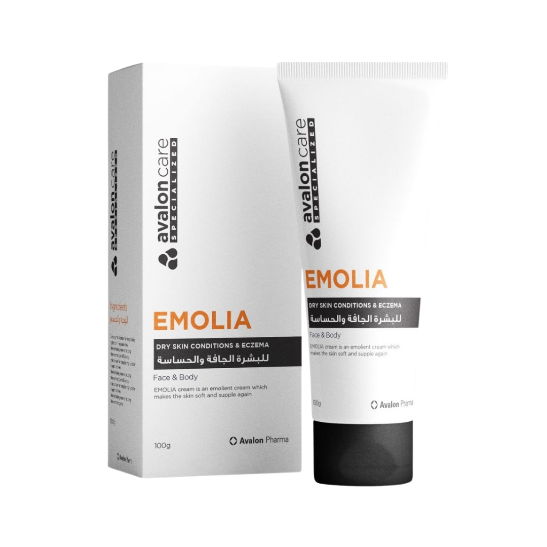 Avalon Pharma Emolia Cream For Face & Body - 100g | افالون فارما كريم مرطب للوجه والجسم - 100 غ
