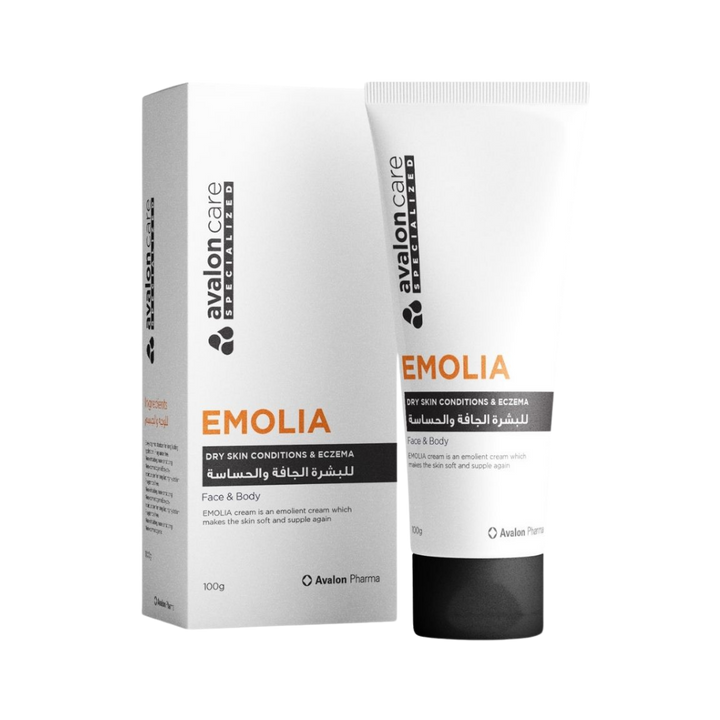 Avalon Pharma Emolia Cream For Face & Body - 100g | افالون فارما كريم مرطب للوجه والجسم - 100 غ