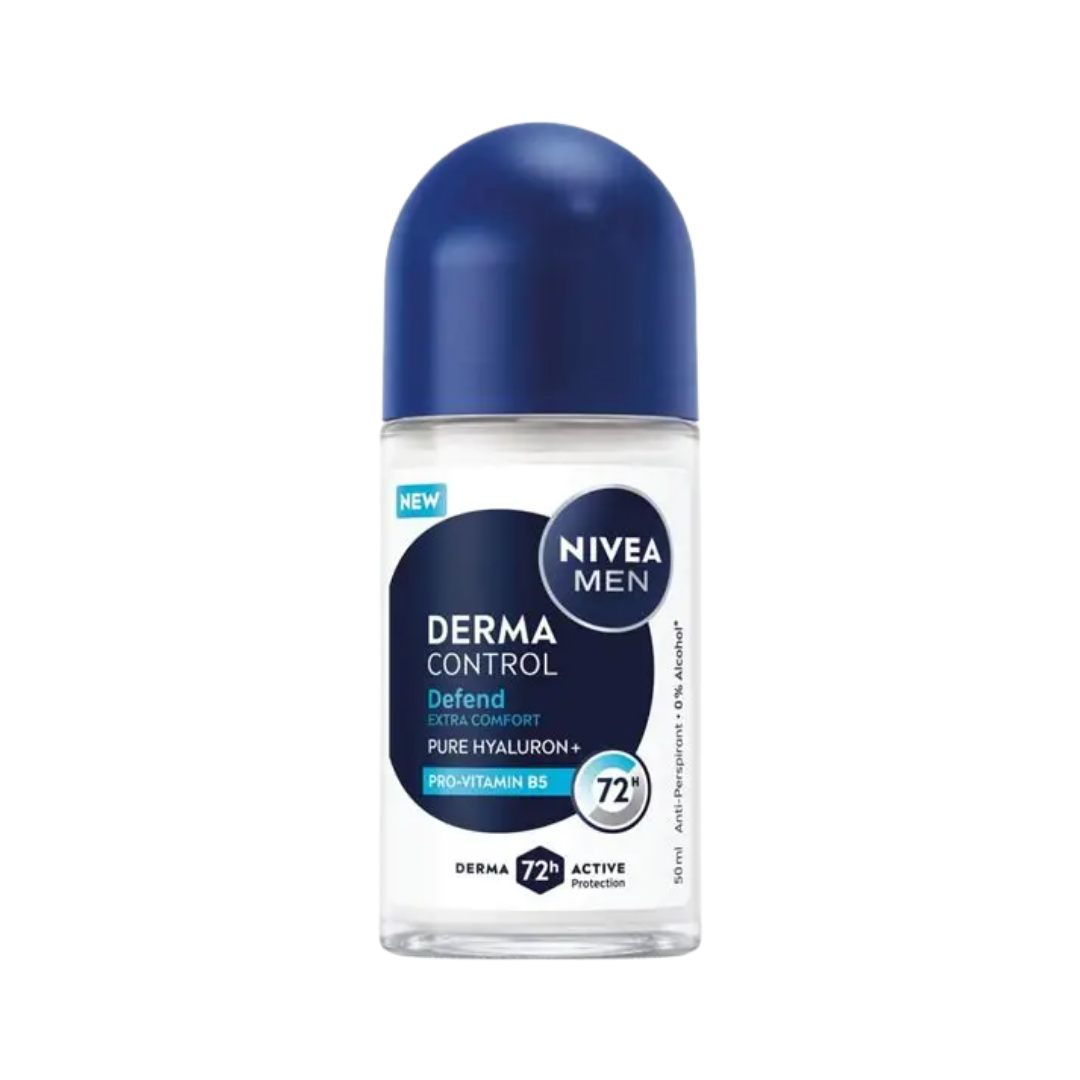 Nivea Deodorant Roll On Men Defend Extra Comfort Derma Control - 50ml | نيفيا مزيل تعرق رول للرجال ايكسترا كومفورت - 50 مل