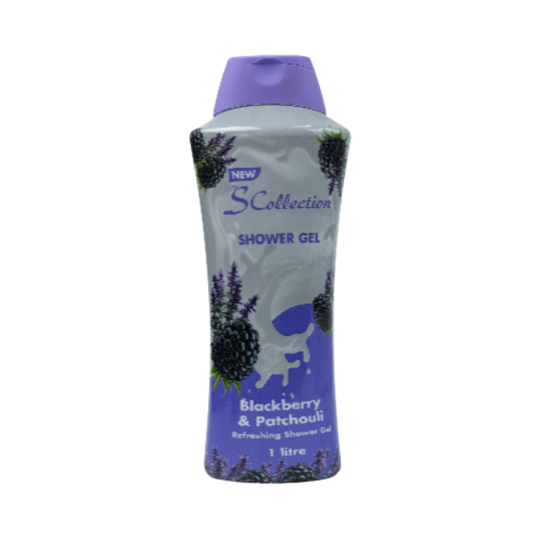 The S Collection Shower Gel Blackberry & Patchouli - 1000ml | ذا اس كوليكشن جل الاستحمام برائحة التوت البري والباتشولي - 1000 مل