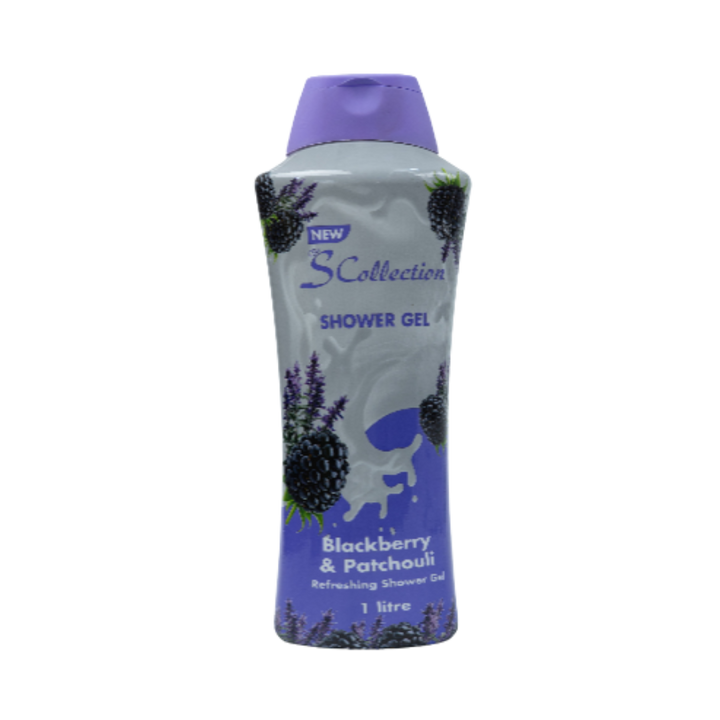 The S Collection Shower Gel Blackberry & Patchouli - 1000ml | ذا اس كوليكشن جل الاستحمام برائحة التوت البري والباتشولي - 1000 مل