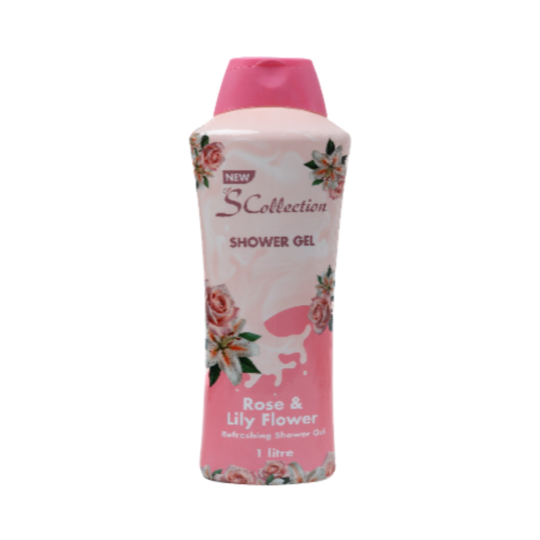 The S Collection Shower Gel Rose & Lily Flower - 1000ml | ذا اس كوليكشن جل الاستحمام برائحة الورد - 1000 مل