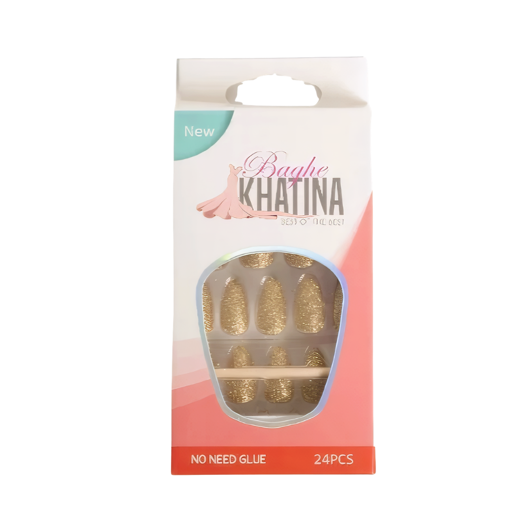 KHATINA Baghe No Need Glue 24 Pcs | خاتينا اظافر صناعية بدون الحاجة لاستخدام الغراء - 24 قطعة