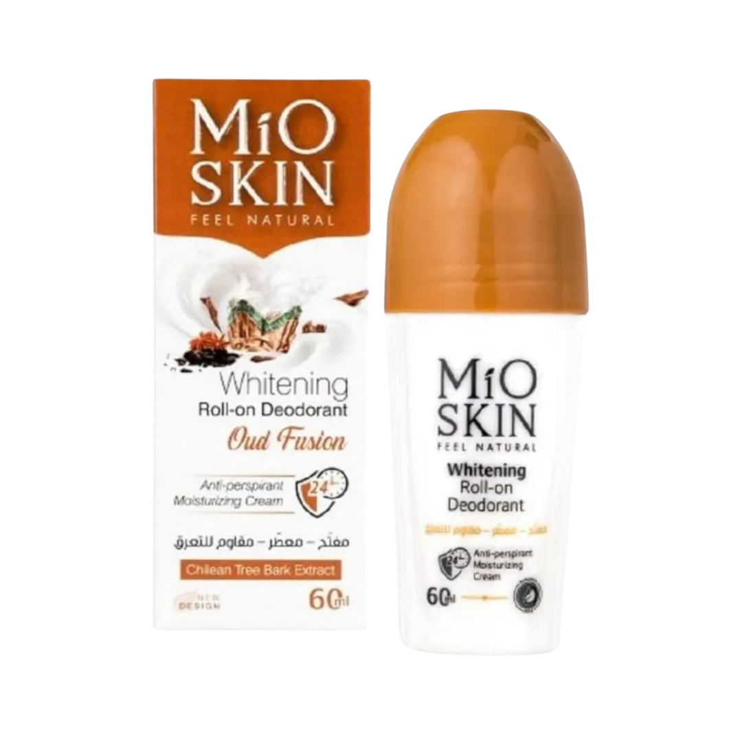 MIO SKIN Whitening Roll- On Deodorant Oud Fusion 24hr Anti Perspirant Moisturizing Cream - 60ml | ميو سكين مزيل تعرق رول اون برائحة العود الفاخرة - 60 مل
