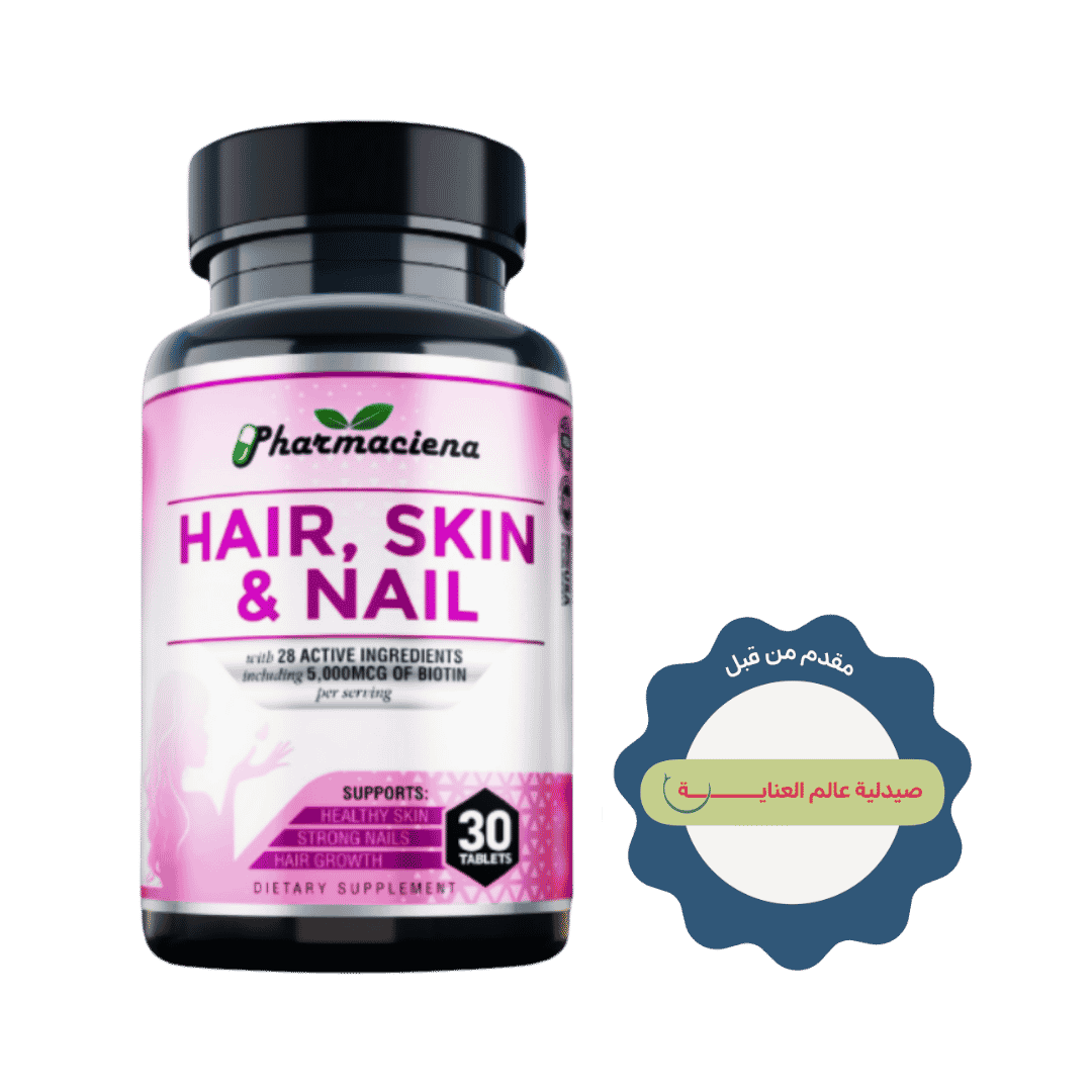 Pharmaciena Hair, Skin & Nails 28 Active Ingredients including 5,000mcg of Biotin, 30 Tablets | فارماسينا هير سكين آند نيلز – 28 مكوّنًا نشطًا مع 5000 ميكروغرام من البيوتين، 30 قرص