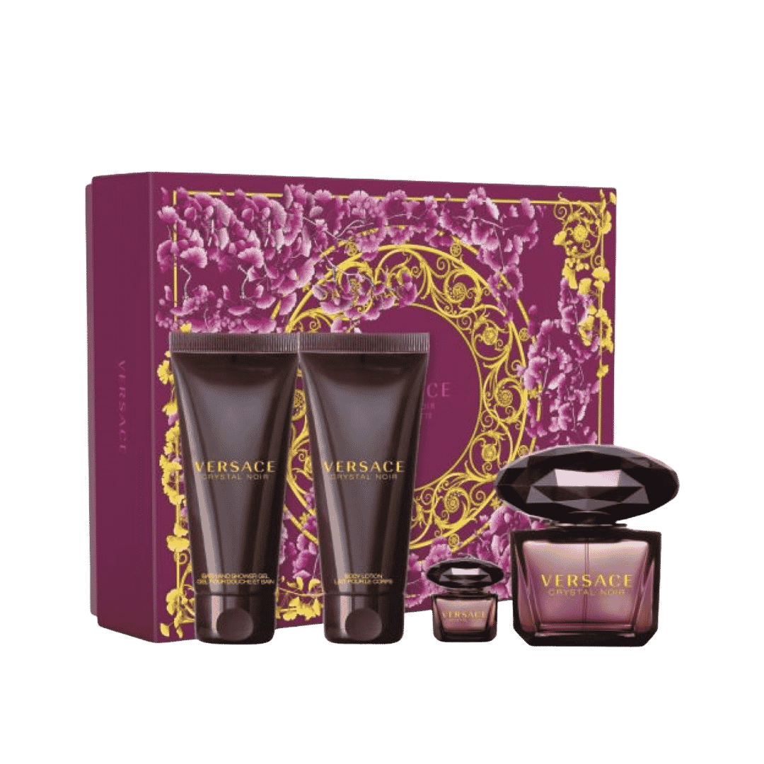 VERSACE CRYSTAL NOIR SET EDP90+BL100+BSG100+EDP5 SS - 25 | سيت عطر فيرزاتشي كريستال نوار للنساء