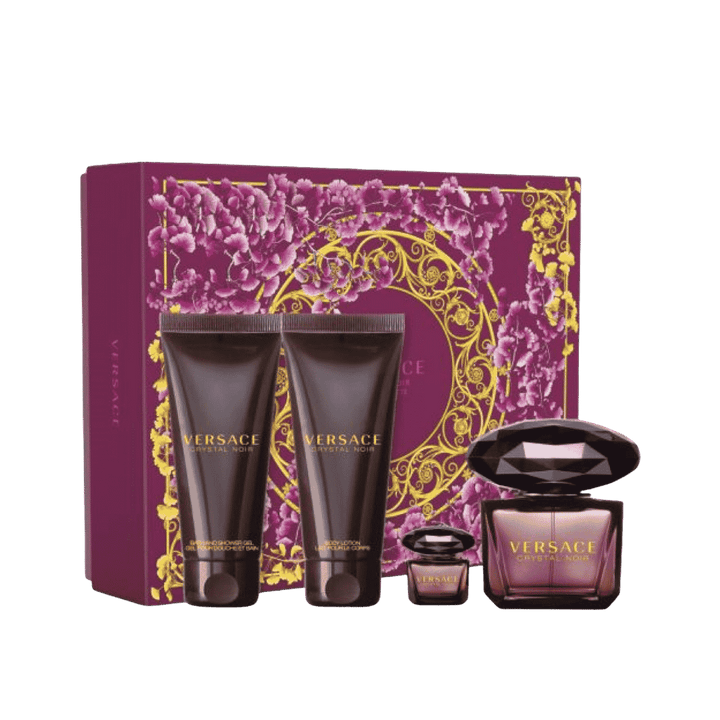 VERSACE CRYSTAL NOIR SET EDP90+BL100+BSG100+EDP5 SS - 25 | سيت عطر فيرزاتشي كريستال نوار للنساء