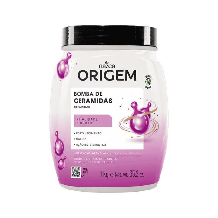 nazca Origem Bomba De Ceramidas - 1Kg | نازكا أوريجيم كريم ترطيب للشعر بالسيراميد - 1 كغ