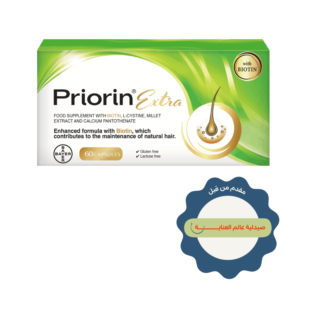 Priorin Extra Hair Growth Support with Biotin - 60 Capsules | برايورين اكسترا مكمل لدعم صحة الشعر مع البيوتين - 60 كبسولة