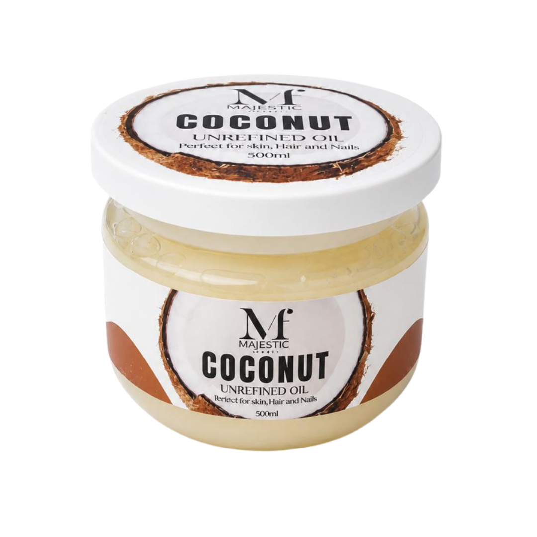 MAJESTIC BY FATY Coconut Unrefined Oil Perfect For Skin Hair And Nails - 300ml | ماجيستك باي فاتي زيت جوز الهند غير مكرر - 300مل